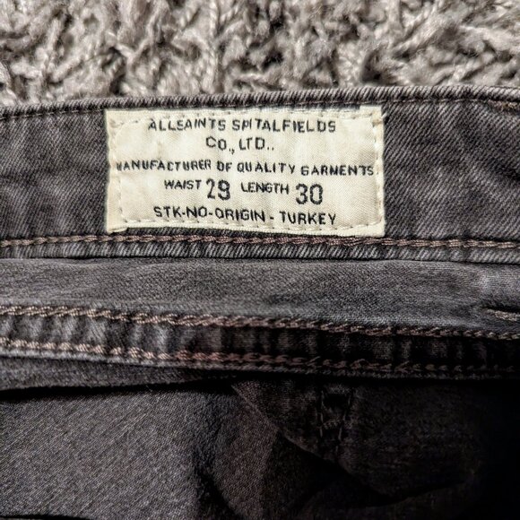 Allsaints Dark Grey Tex Ashby Skinny Jeans Grunge Gray All Saints Indie Moto 29 - Picture 10 of 12